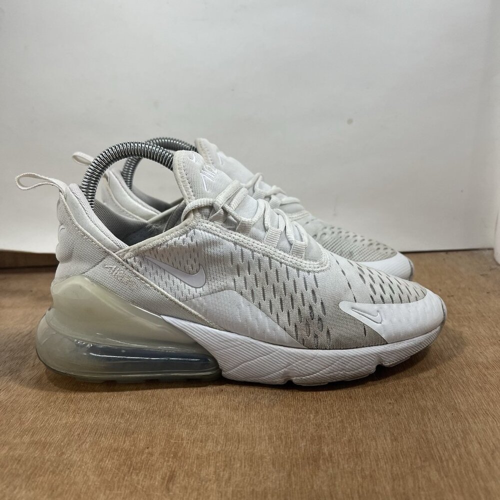 Nike Air Max 270 Women Size 6.5 Shoes White Metallic Silver 943345-103